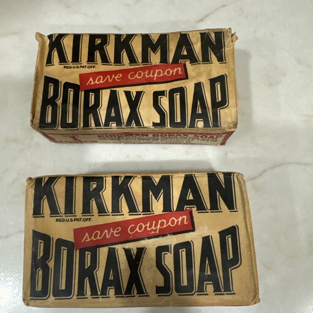 LOT OF 2 VTG Kirkman Borax Soap All-Purpose 1940's Original Bar New Old Stock